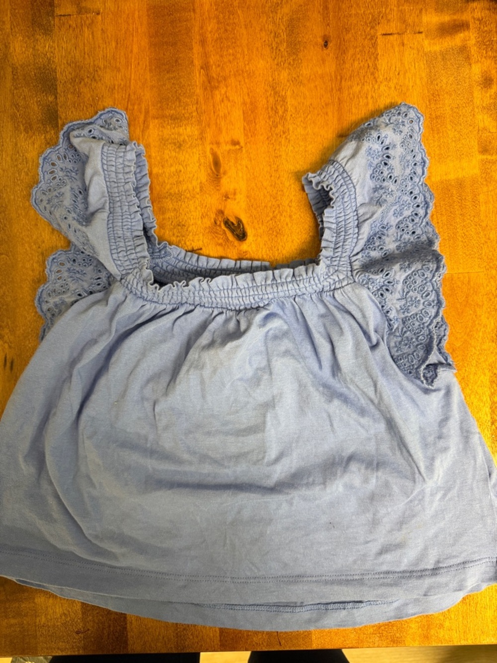 Polo by Ralph Lauren Sky Blue Off-Shoulder Eyelet Top
